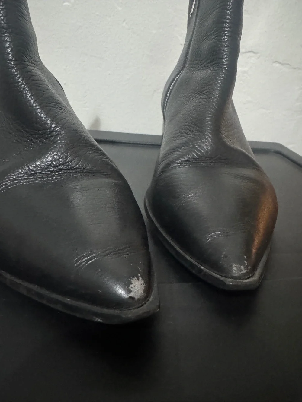 Everlane Black Leather Pointed Ankle Booties with Side Zip